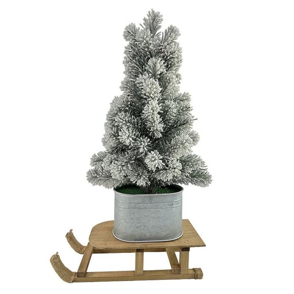 St. Nicholas Square Sleigh Potted Flocked Tree Floor Décor - Picture 1 of 2